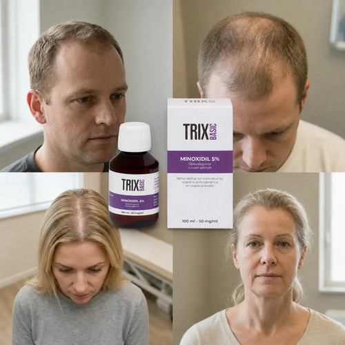 TRIX Basic Minoxidil 5 % per capelli con diradamento ereditario.